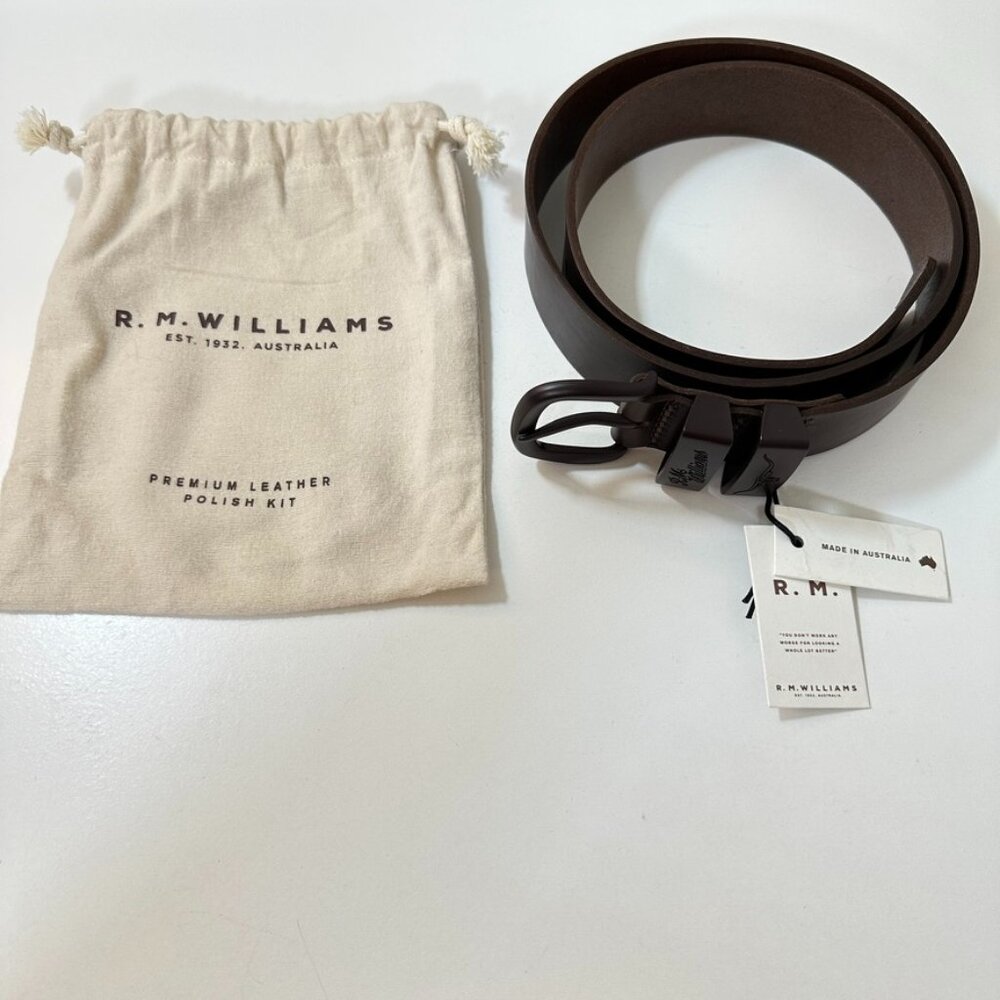 NWT R.M. Williams Drover Belt 40/102 Choc Brown Premium Real Cowhide Australia